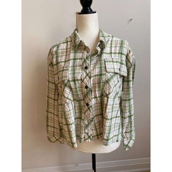 BP Long Sleeve Bnwot Plaid Top Sz Small Womens Frayed Hem - Picture 2 of 7